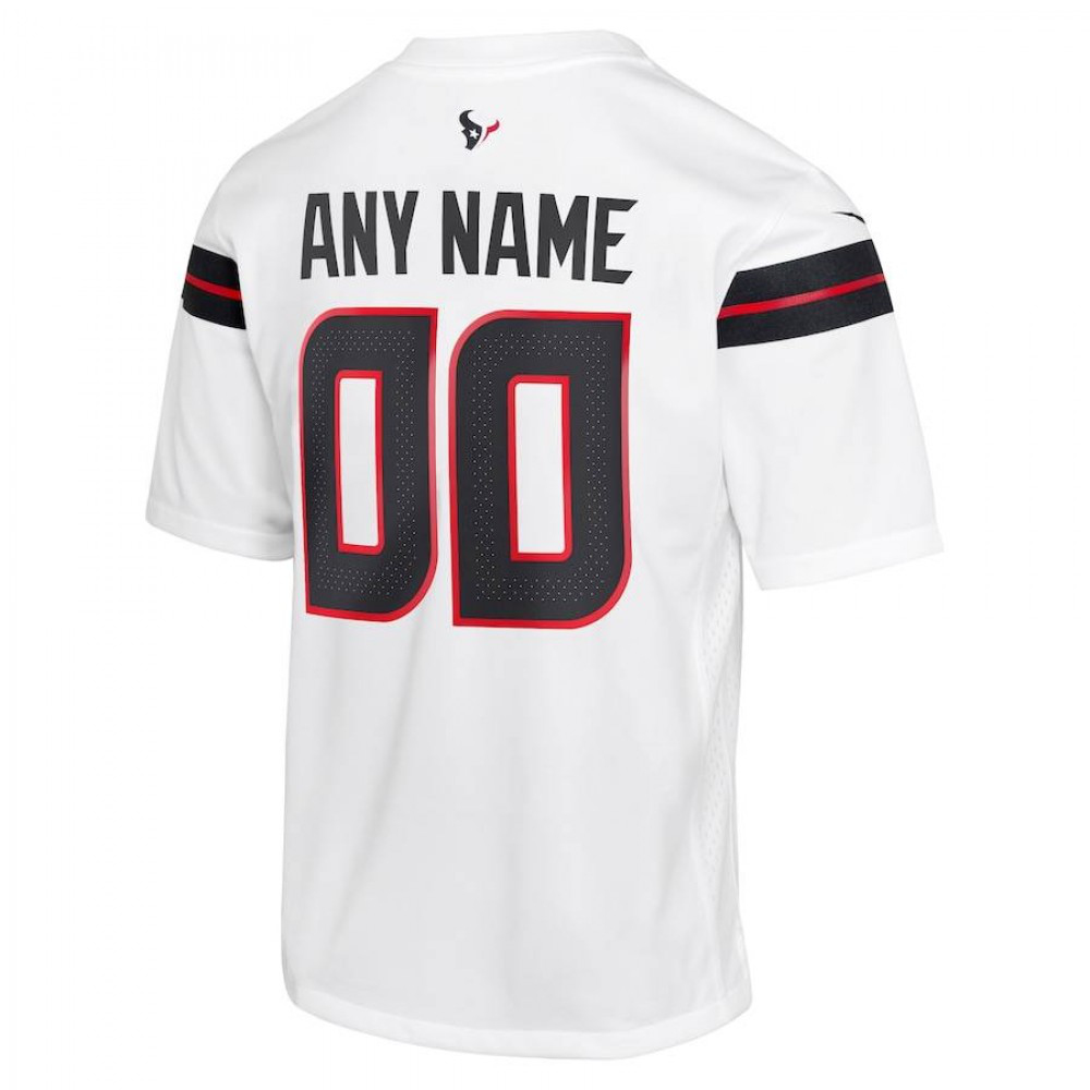 Houston Texans Nike Road Youth Custom Jersey - White-GridironStore
